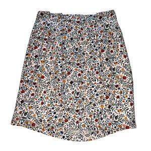 Ann Taylor Multicolor Orange and Green Floral Printed White Mini Skirt